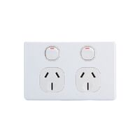 AVOL Power Point 2 Gang Double Pole | 250VAC 15A | Black | Horizontal