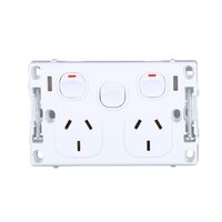 AVOL Power Point 2 Gang Double Pole | 1 Extra Switch | 250VAC 10A | White | Horizontal