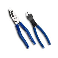 Linesman Pliers ELMPL225B & Cable Cutters ELMCN200B Blue Handles Twin Pack