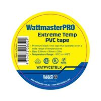 Insulation Tape PVC Extreme Temperature -18 to +105°C Width 18mm x Length 20m x Thickness 0.18mm Black