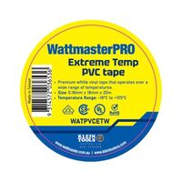 Insulation Tape PVC Extreme Temperature -18 to +105°C Width 18mm x Length 20m x Thickness 0.18mm White