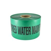 Underground Tape "Danger Water Main Below" Green Width 150mm x Length 500m