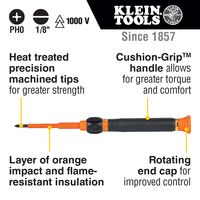 2-in-1 Insulated Electronics Screwdriver, Phillips, Slotted Bits