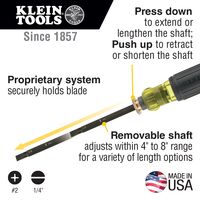 Adjustable Screwdriver, No. 2 Phillips, 6.4 mm Slotted