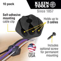 Self-Adhesive Cable Mounting Clips, 3-Slot (10-Pack)