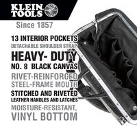 Deluxe Tool Bag, Black Canvas, 13 Pockets, 40.6 cm