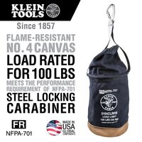 Canvas Bucket, Flame-Resistant, Top-Closing, 30.5 cm