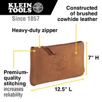 Zippered Bag, Top-Grain Leather Tool Pouch, 31.8 cm