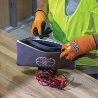 Zipper Bag with Divider, Canvas Tool Pouch, 17.8 cm, Gray