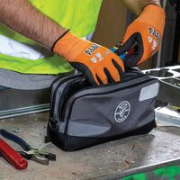 Double Zipper Bag, 30.5 cm x 17.8 cm, Grey