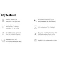 AJAX LifeQuality Air Quality Sensor | Medical-Grade Accuracy | LED Air Quality Indication | Automatic Calibration | by Dicker Data