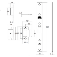 LOCKWOOD 3782 Timber Door Fixing Conversion Kit | Forend Cover Plate & Strike Box Included | Stainless Steel Finish | by Dicker Data