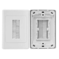 Flat Brush Bristle Cable Wallplate | Durable Plastic | Conceals Wall Openings | Neutral Finish | by Dicker Data