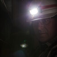 LED Headlamp with Silcone Hard Hat Strap