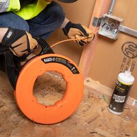 Multi-Groove Fibreglass Fish Tape with Spiral Steel Leader, 31 m