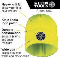 Heavy Knit Hat, High-Visibility Yellow, Patch Logo