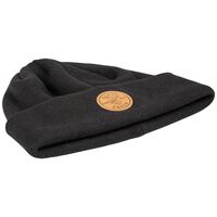 Heavy Knit Hat, Black, Leather Logo