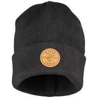Heavy Knit Hat, Black, Leather Logo