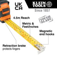 Tape Measure, 7.5 m, Magnetic Double-Hook