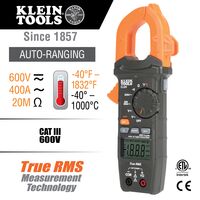 Digital Clamp Meter, AC Auto-Ranging 400 Amp with Temp