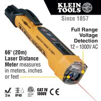 Non-Contact Voltage Tester Pen, 12-1000 V AC, with Laser Distance Meter