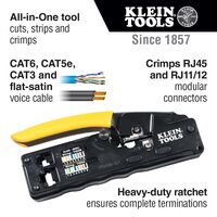 Ratcheting Data Cable Crimper / Stripper / Cutter, Compact