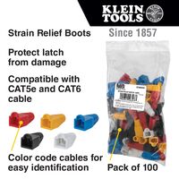 Strain Relief Boots for RJ45 Data Plugs, CAT5e/CAT6 Cable, 100-Pack