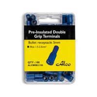 Crimp Terminal Pre-Insulated Bullet Receptacle 5mm 1.5-2.5mm² Blue 100 Pack