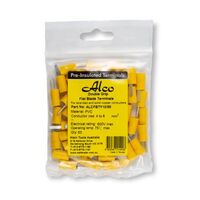 Crimp Terminal Pre-Insulated Flat Blade Length 10mm Cable 4-6mm² Yellow 50 Pack