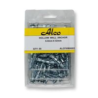 Hollow Wall Anchor Zinc Plated Diameter 6.8mm x Length 32mm Suit 12mm Board Hold 10kg