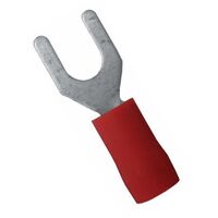 Crimp Terminal Pre-Insulated Fork 4mm Cable 0.5-1.5mm² Red 10 Pack
