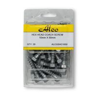 Timber Coach Screw Hexagonal Head Galvanised 10mm x Length 50mm