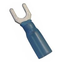 Crimp Terminal Heatshrink Blue Insulated Fork 5mm Cable 1.5-2.5mm²