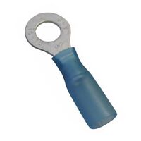 Crimp Terminal Heatshrink Blue Insulated Ring 3.7mm Cable 1.5-2.5mm² 50 Pack