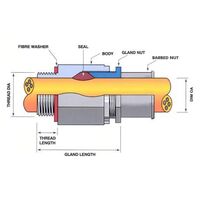 Cable Gland Brass Hazardous Weatherproof M20 Unarmoured Cable Diameter 19-25mm & flexible hose adaptor H32