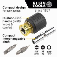 Multi-Bit Screwdriver / Nut Driver, 6-in-1, Stubby, Ph., Sl. Bits