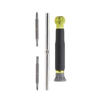 Multi-Bit Electronics Screwdriver, 4-in-1, Phillips, Slotted Bits