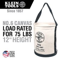 Canvas Bucket, Wide-Opening, Straight Walls, Moulded Bottom, 30.5 cm