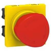 Emergency stop mushroom head push-button Mosaic - 1/4 turn - 2 modules - white