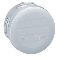 Round Plexo box with 4 direct entry membrane glands - IP55 IK07 - Ø60 height 40 - grey RAL 7035
