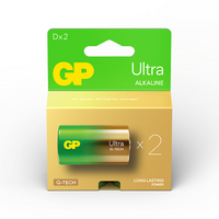 GP Ultra Alkaline D Battery | 1.5V Voltage | Long-Lasting Power | @Card of 2 | by Powercell