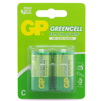C Size Battery GP Greencell 1.5V Extra Heavy Duty | Carbon Zinc Chemistry | Pack of 2 | by Powercell