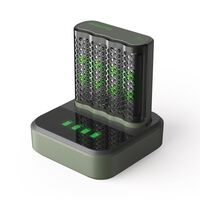 4 Bay USB Charger with 4 NiMH AA Batteries | Fast Charging in 1.3 Hours | LED Indicators | by Powercell