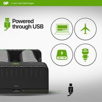 5V Dual Slot Li-Ion Charger | Includes 2 x GP18650 Batteries | Intelligent Charging | USB Powered | by Powercell