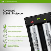 5V Dual Slot Li-Ion Charger | Includes 2 x GP18650 Batteries | Intelligent Charging | USB Powered | by Powercell