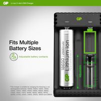 5V Dual Slot Li-Ion Charger | Includes 2 x GP18650 Batteries | Intelligent Charging | USB Powered | by Powercell