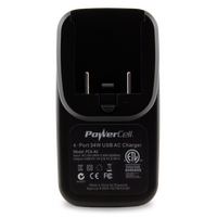 4 Port USB Portable Travel Charger | Compact Design | 2.4A & 1A Outputs | International Adaptors | by Powercell