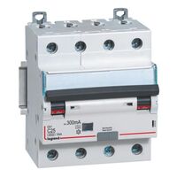 RCBO DX³ 6000A 4 poles 25A curve C type A 300mA