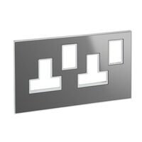 Arteor™ - British standard plate for 13 A twin switched socket outlet 2 gang - Reflective Metal - Stainless Steel