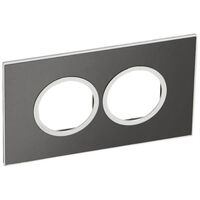 Arteor™ - British standard plate round version 4 modules - Brushed Metal - Black